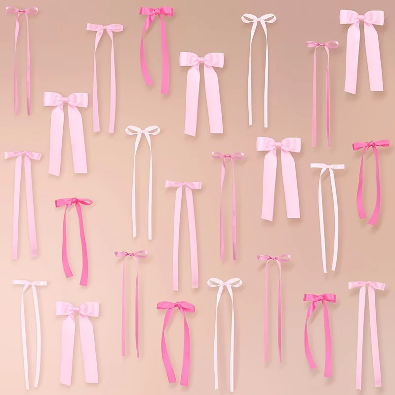 20/40 Piezas de Lazos Rosados para Decoración de Pared, Guirnalda de Lazos de Diferentes Tamaños para Niñas, Fiestas de Cumpleaños, Bodas, Decoración de Pasteles DIY, Recuerdos