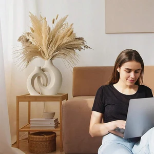 مجموعة مزهريات سيراميك أوروبية إبداعية ، ديكور منزلي أبيض بسيط ، غرفة مدخل ، زخرفة خزانة تلفزيون أفضل 6 مبيعا مزهرية أرضية زخرفية - رقم 1