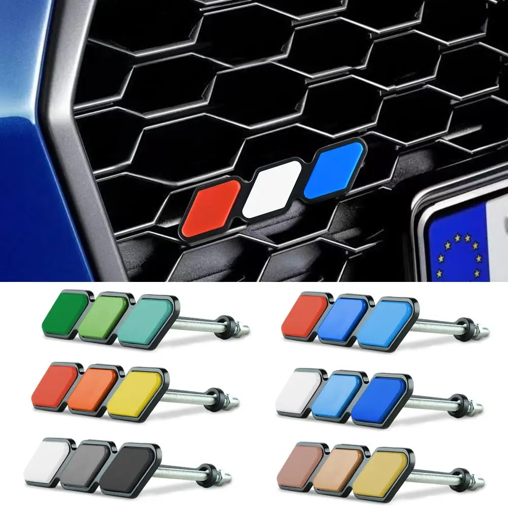 Emblema Decorativo Tricolor para Parrilla Delantera de Coche, Accesorio de Modificación Automotriz para Ford, Seat, Nissan, Suzuki, Volvo, Citroën (1 Pieza)