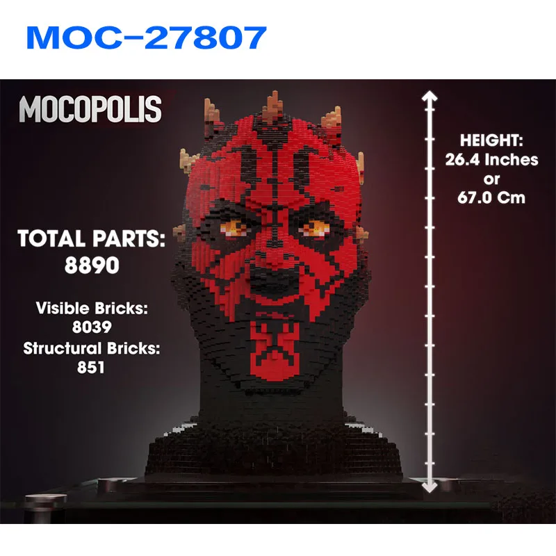 MOC-107217 Star Wars Darth Maul bust building block creative model 8890 parts adult handmade puzzle decompression toy ornaments