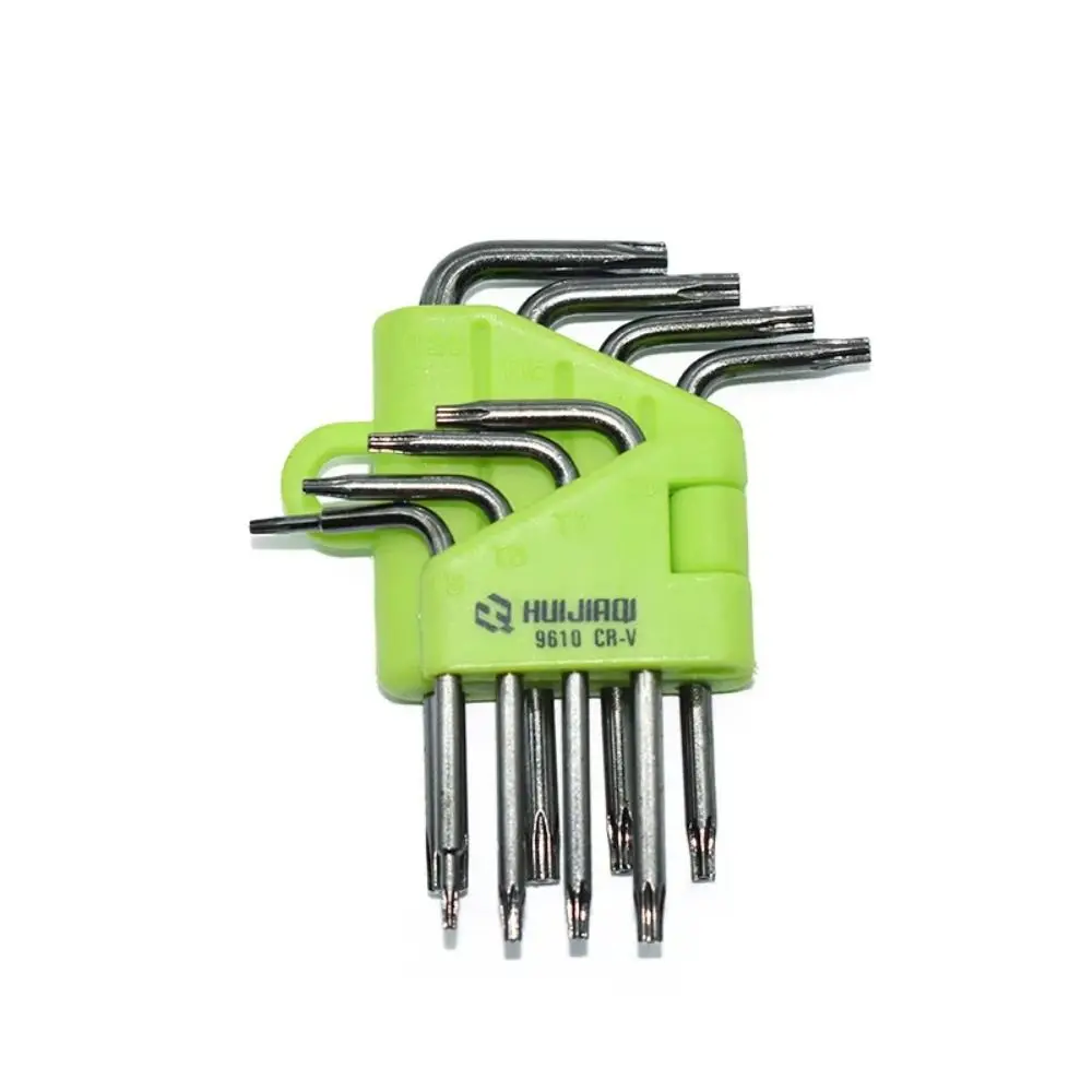 

T5 T7 T8 T9 T15 T20 Набор шестигранных ключей Torx Легко носить с собой Портативный шестигранный ключ Высокая твердость Зеленая мини-отвертка Torx Ручные инструменты