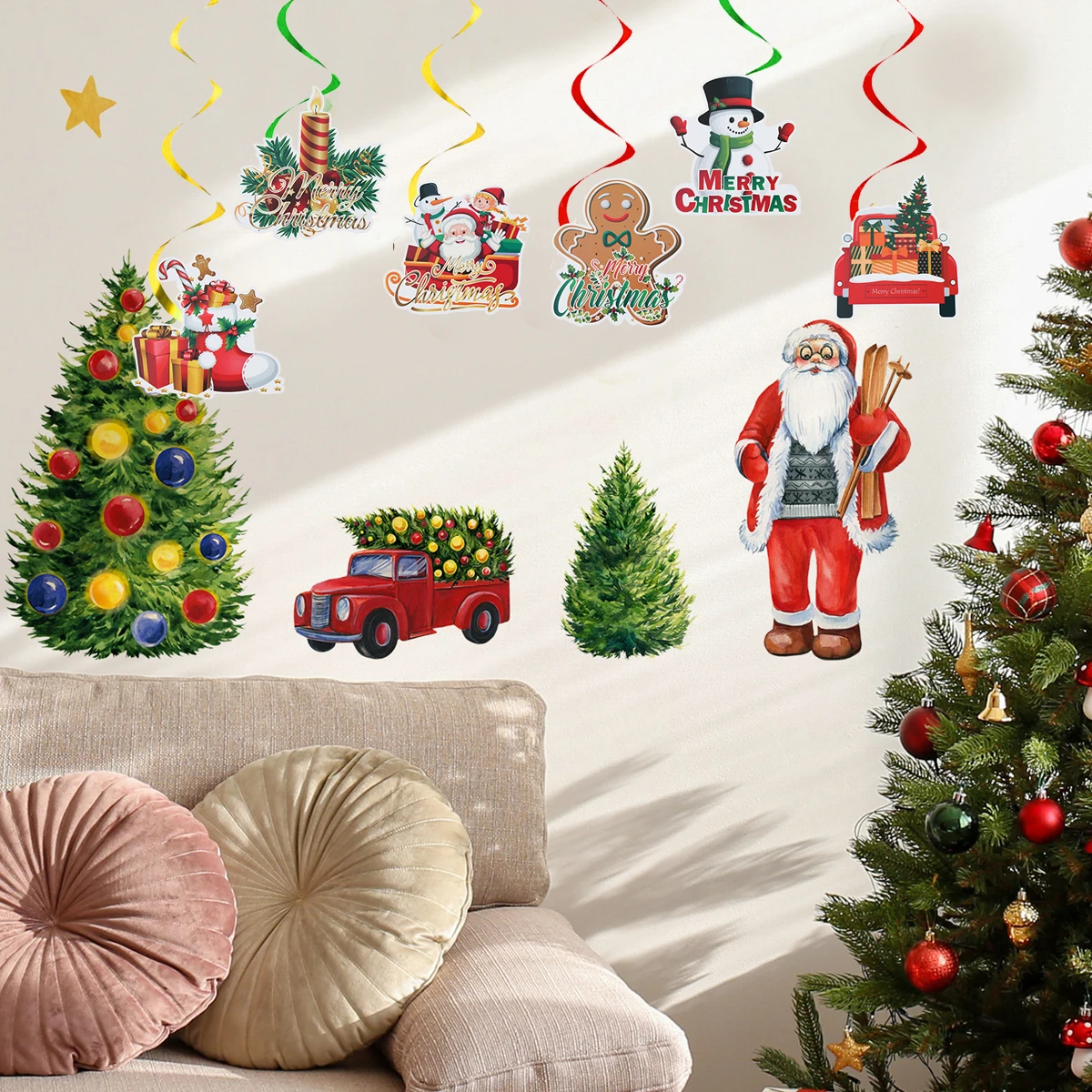 Christmas Spiral Banner Merry Christmas Decoration For Home 2024 Christmas Ornament Xmas Navidad Natal Gift Happy New Year 2025