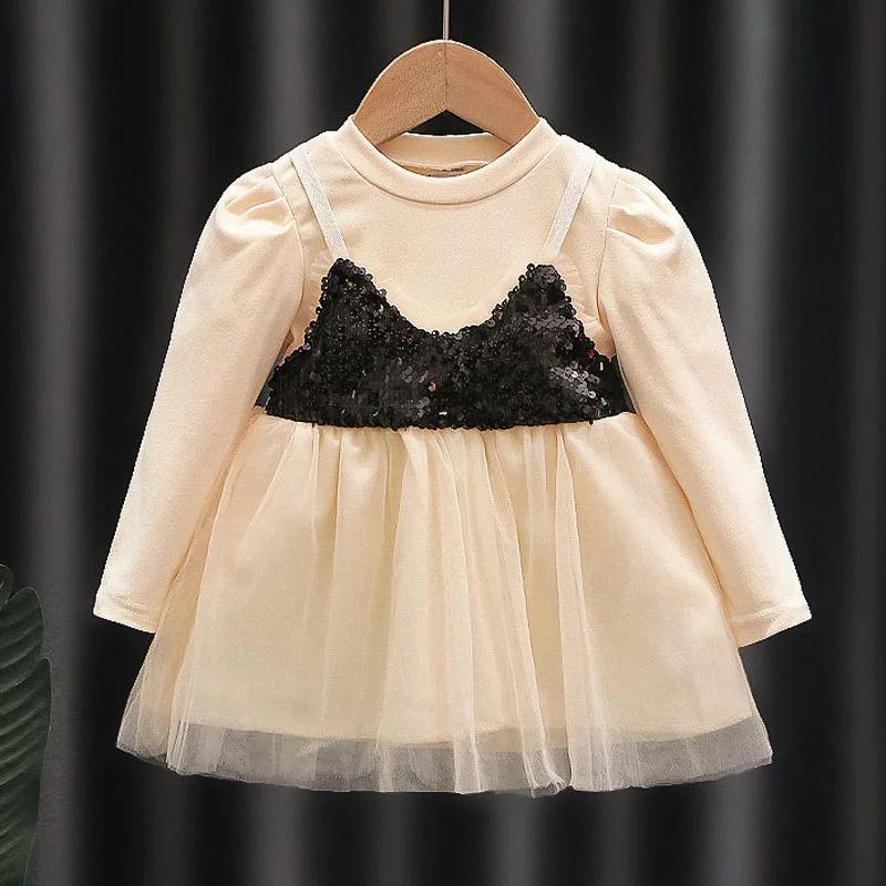 

Kid Girl Dress Sequined Design Princess Dress Korean Style Birthday Dress Wedding Party Toddler Costume Baby Girl Clothes A1327