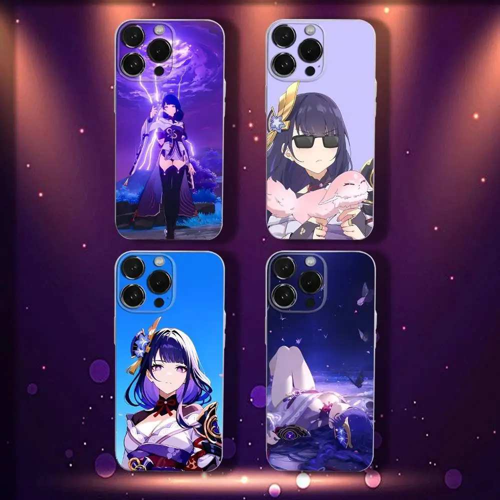 

G-Genshin Raiden Impact Shogun Phone Case For iPhone 17,16,15,14,13,12,11,Pro,Max,Plus,E,SE4,Air,Mini Transparent Cover