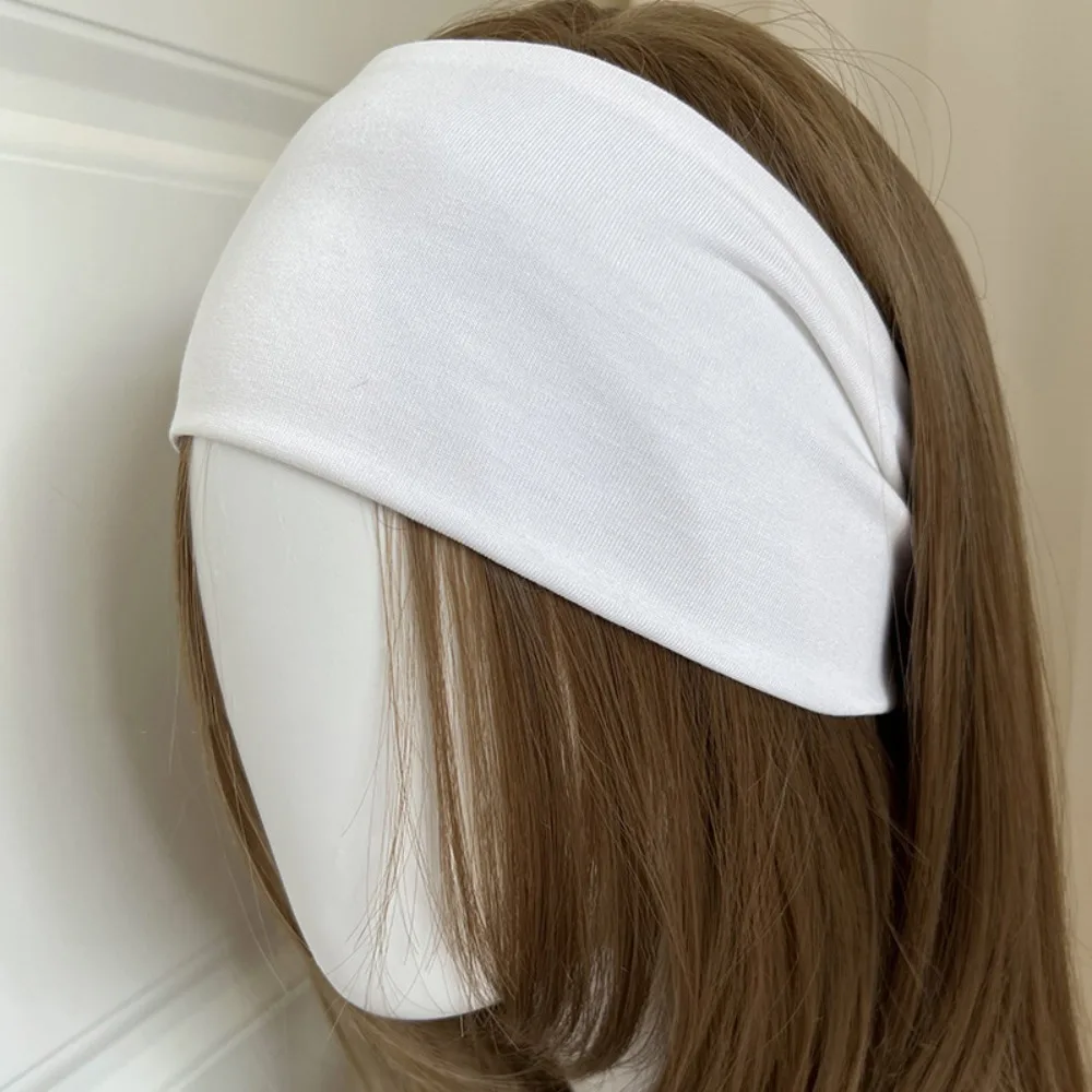 

Knit Cotton Elastic Headband Soft Breathable Wide Knitted Headband Yoga Sports Hairband Solid Color Sports Hairband Women