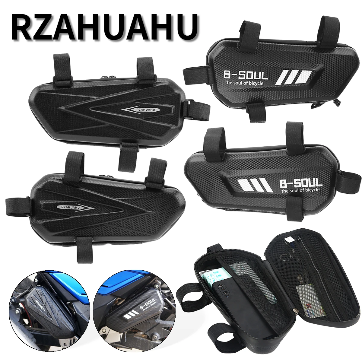 

Мотоциклетные боковые сумки RZAHUAHU, универсальная жесткая водонепроницаемая сумка из ЭВА для электрического велосипеда, подвесная сумка для горного велосипеда, треугольная сумка