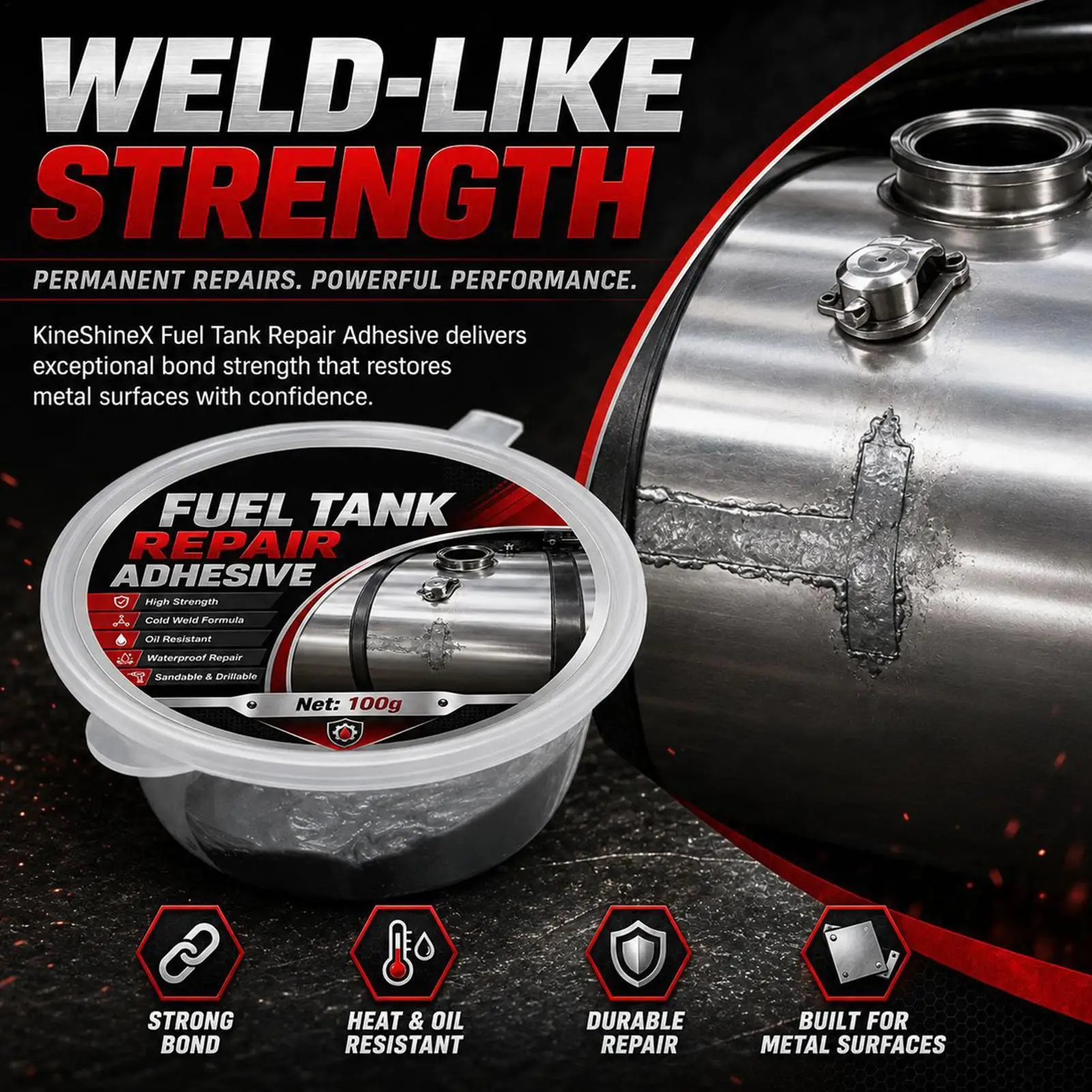 Fuel Repair Adhesive High-Temp Sealant For Truck Radiators Motorcycle Oil Leaks Emergency Repair Agent For Oil Tank Repair Glue