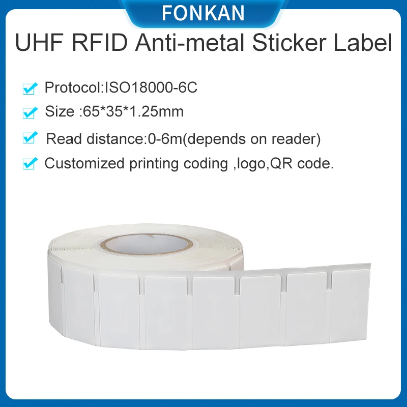 400pcs/roll UHF Label 65*35mm Flexible Printable Anti-metal RFID Tag UHF for Asset Management UHF RFID Label