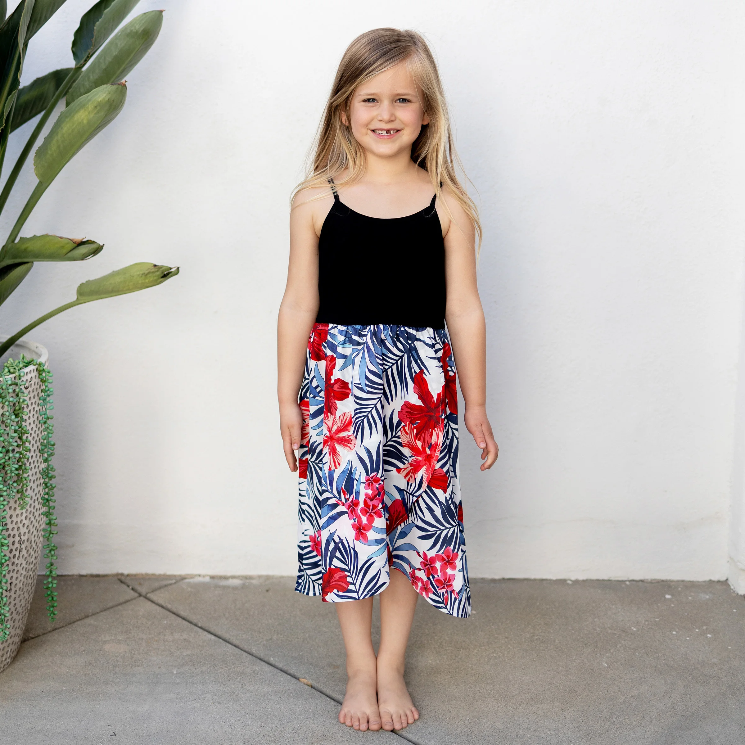 

PatPat Floral Print Spliced Strappy Girl Dress