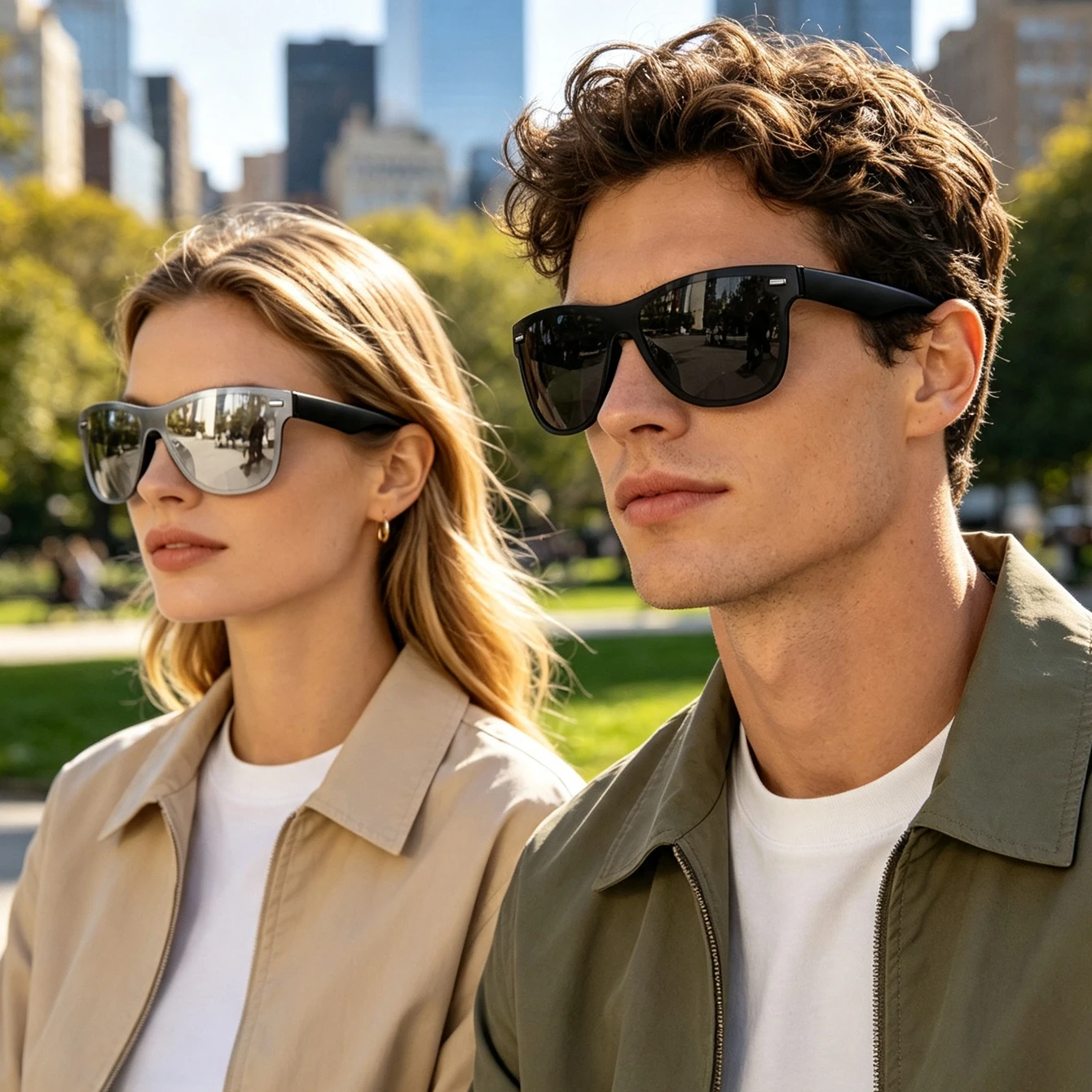Unisex Rahmenlose Nieten-UV400-Mode-Sonnenbrille, Lässige Outdoor-Brille zum Wandern, Angeln & Radfahren