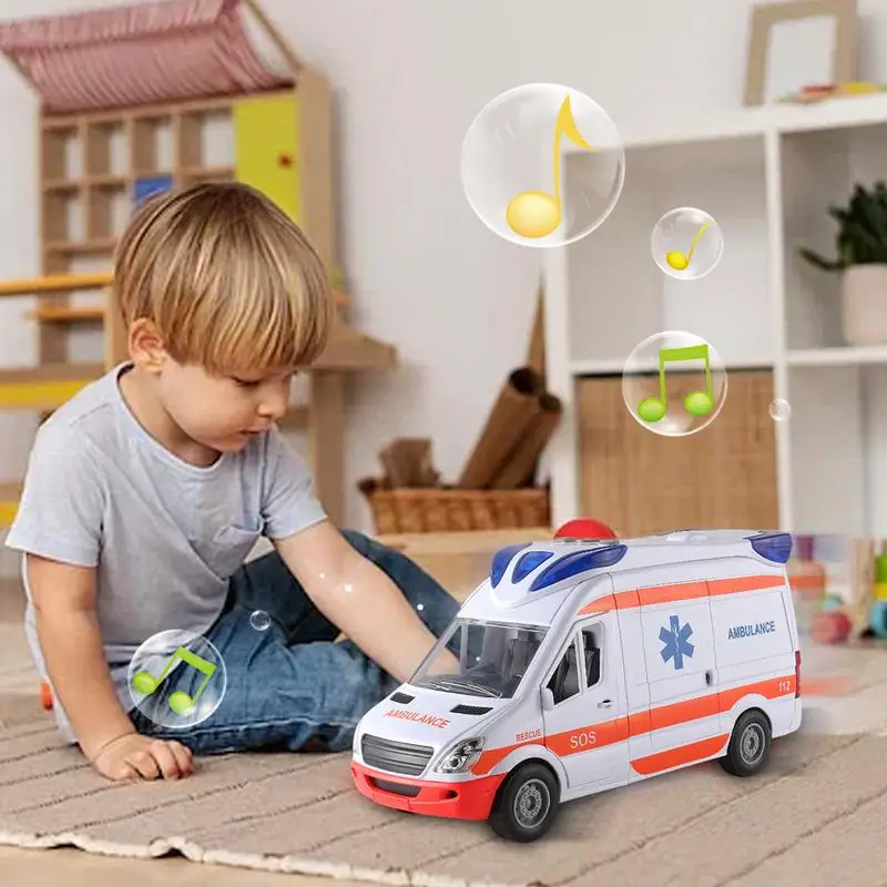 

Ambulance Toy Car Rescue Vehicle Toy with Stretcher Light & Sound Effects Toy Cars for Play & Learn Toddler Toys Rescue Role