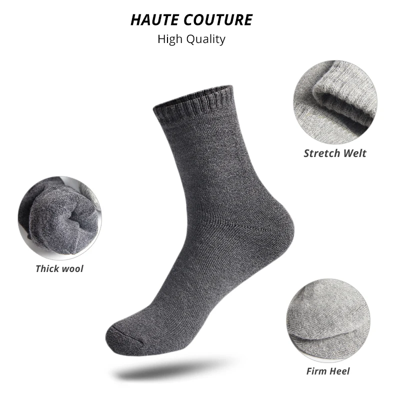 HSS Brand 100% Cotton Men Socks High Quality 5 Pairs Thicken Warm Business Socks Black Autumn Winter For Male Thermal