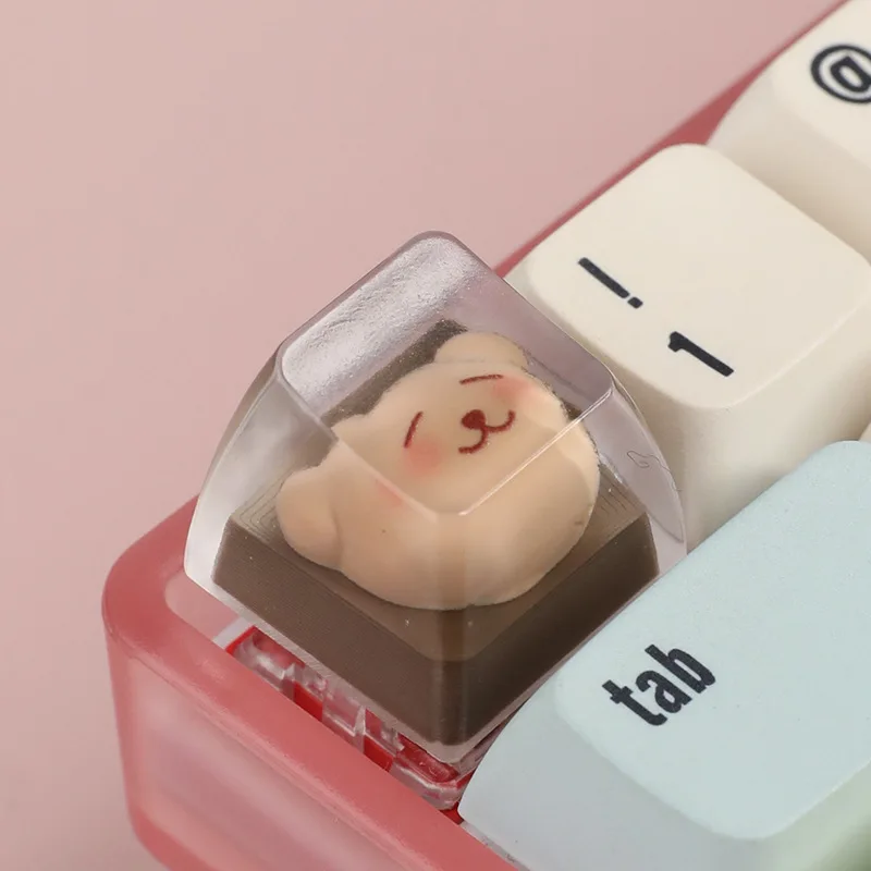 

Personalized resin Epoxy translucent bear cute keycap cross axis mechanical keyboard keycap single height