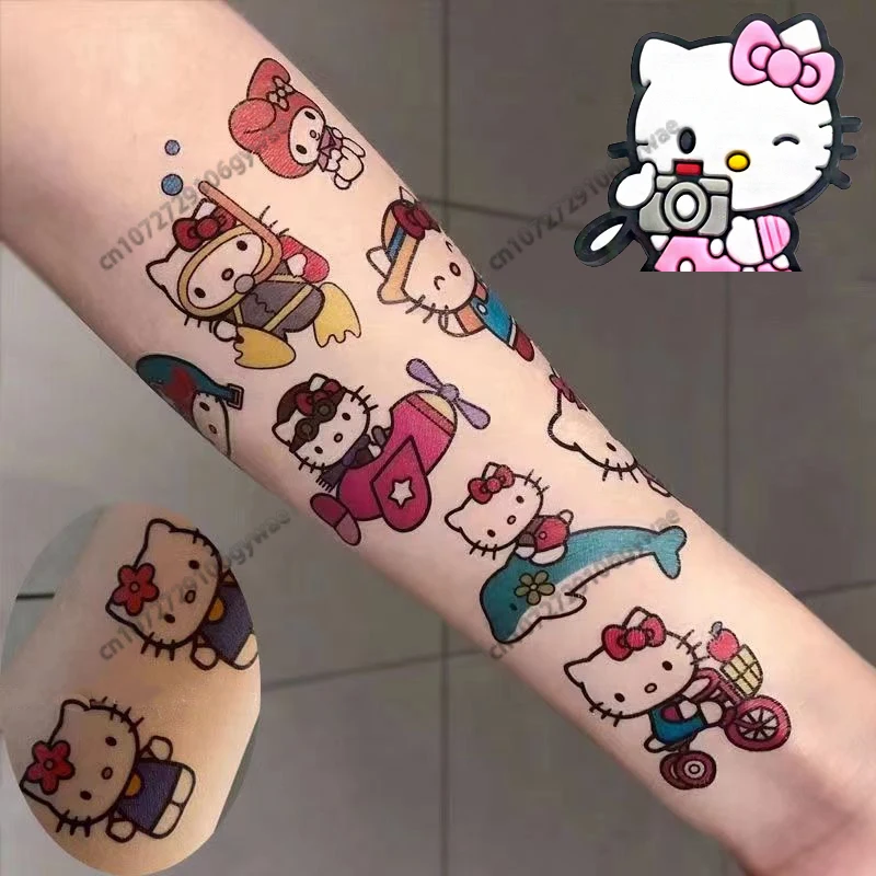 MINISO Kuromis Temporary Tattoos Sanrios HelloKitty Cute Anime Waterproof Tattoos Durable Color kawaii Tattoo Sticker Gifts