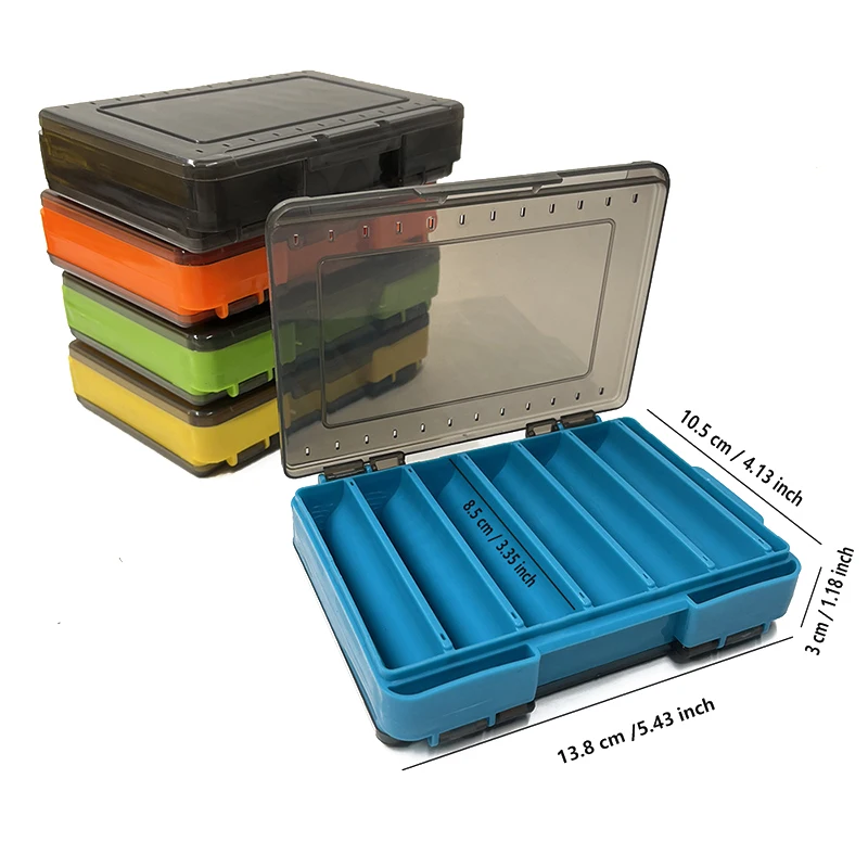 ❤️ Double Sided Fishing Lure Boxes, 12 Compartments Fishing Tackle Organizer With 2 Buckle, Plastic Clear Storage Case - view 6