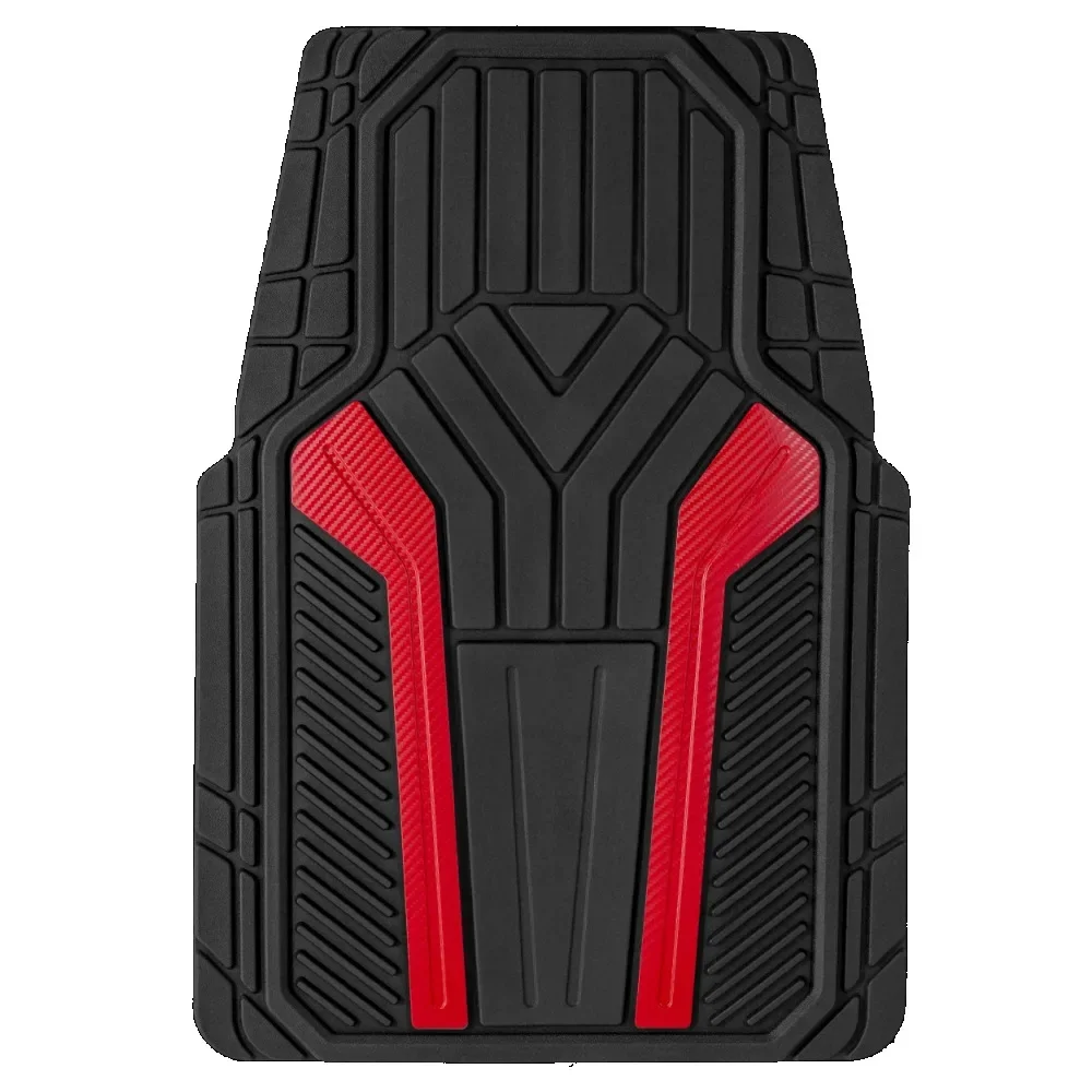 سجادات سيارة من ألياف الكربون الحمراء، بطانات أرضية عالمية لجميع الأحوال الجوية، حماية مضادة للانزلاق لسيارات السيدان وسيارات الدفع الرباعي والشاحنة