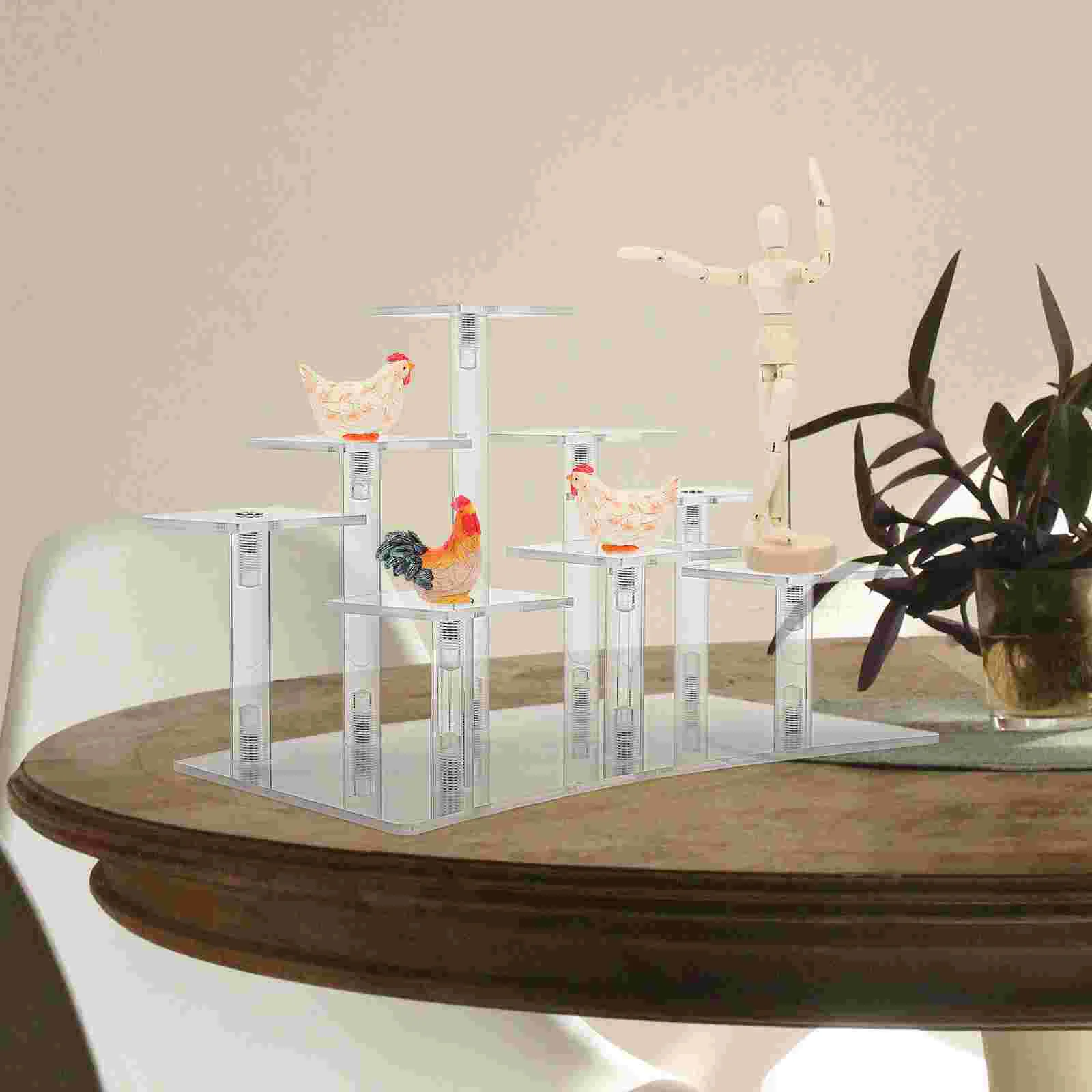 Transparent Ladder Display Rack Jewelry Holder Figurine Stand Food Acrylic Model Clear