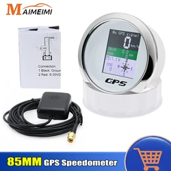 85mm GPS Speedometer Odometer With GPS Antenna TFT Screen Digital Speed km/h MPH knots Voltmeter for 12V 24V Boat Car Motorcycle