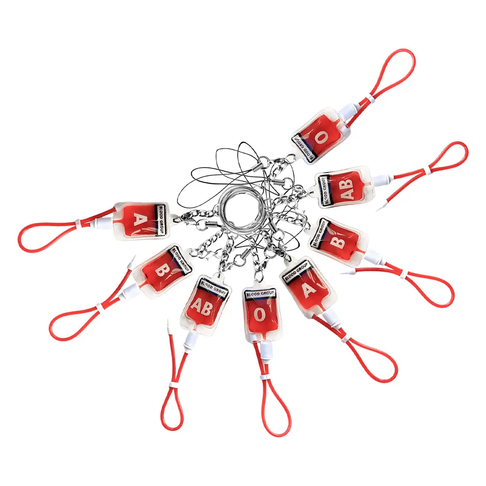 

8pcs Blood Type Key Pendant Keychain Cute Small Decorative Hanging Bag Ornaments Stylish Phone Charm Construction Party