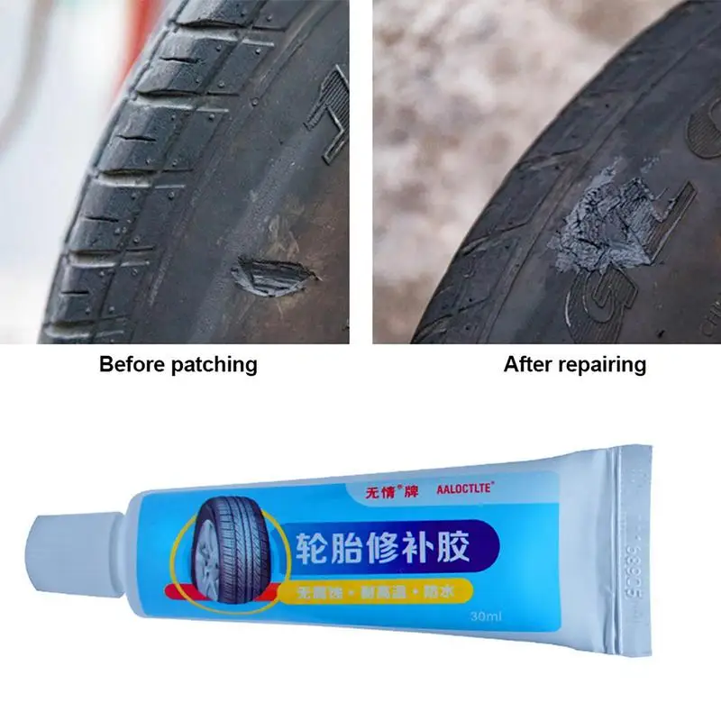 Pegamento de reparación de neumáticos, pegamento externo fuerte para pinchazo de tubo de rueda de coche, parche impermeable, pegamento de goma, 30ml