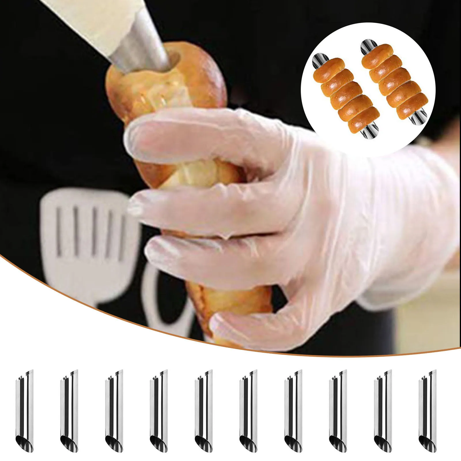 

Moulds Horn Bread Baking Stainless Steel Pancake Tube Pastry Baking Mold Free Standing Pastry Cone Shaper Anniversary