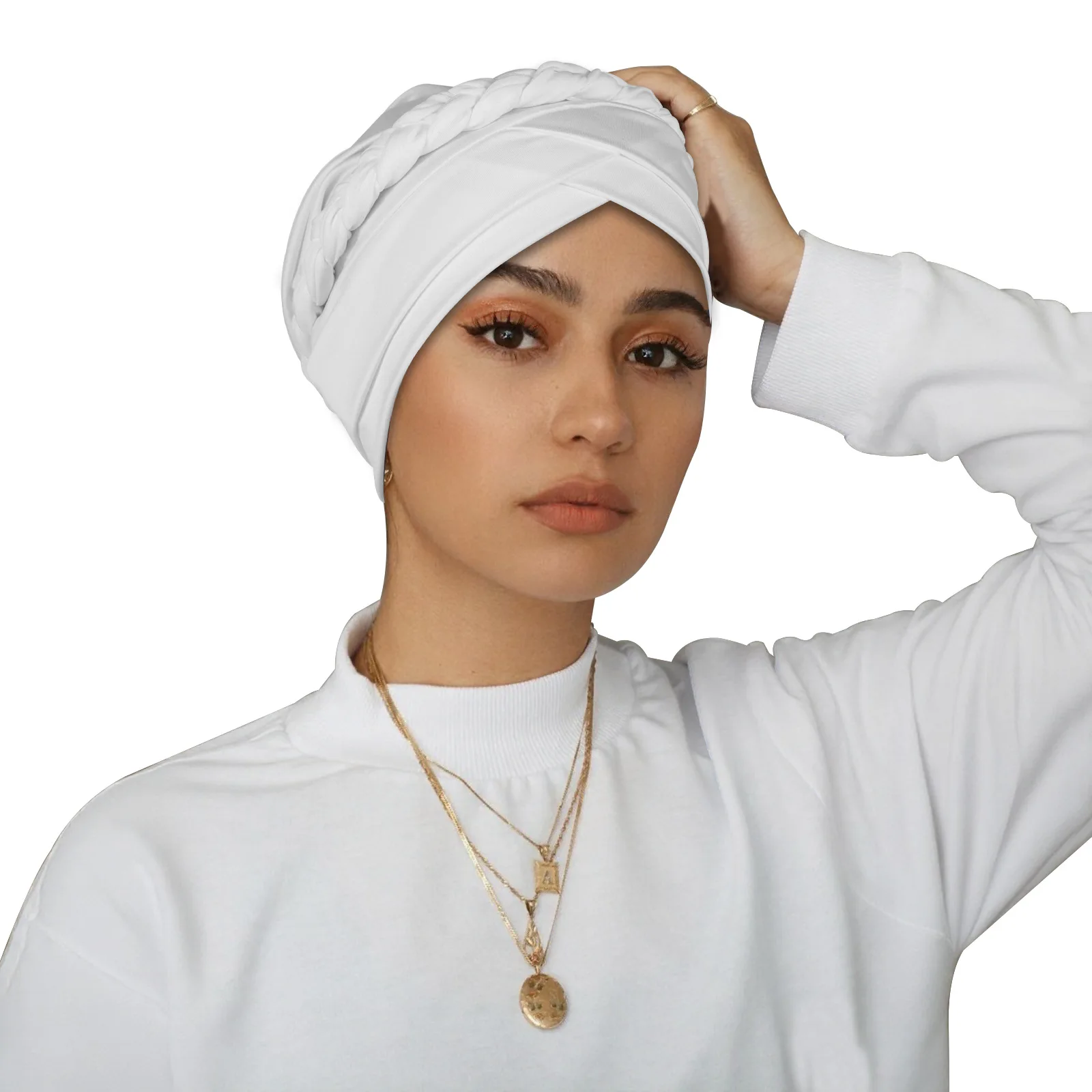 

Soft Braids Hat Beanies Bonnet Forehead Cross Headscarf Women Chemo Cap Muslim Hijab Hair Loss Head Wrap Headband Turbante Mujer