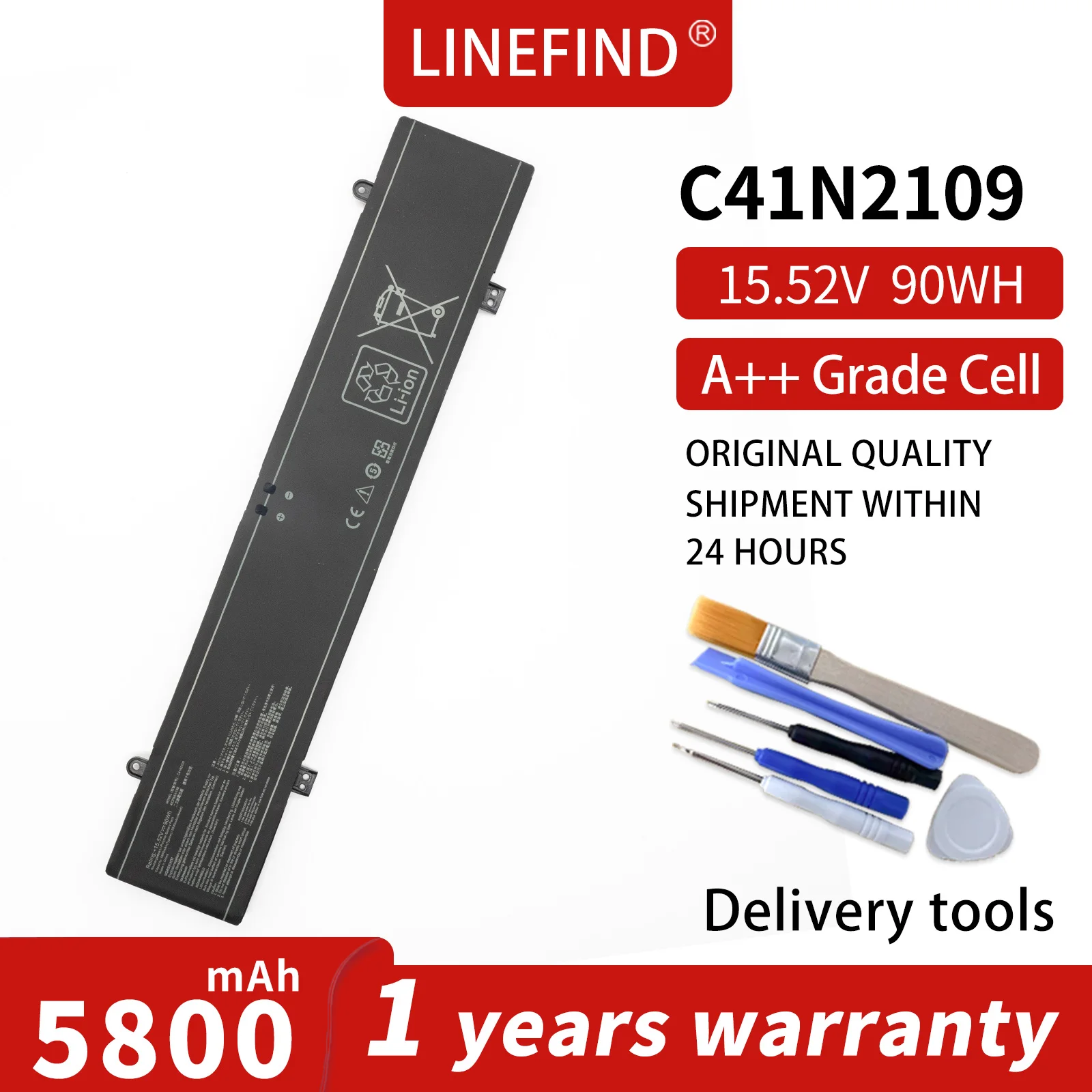 

C41N2109 Laptop Battery For ASUS ROG Zephyrus M16 GU604VZ-N4004W STRIX G18 G634 G814JV-N6034W GV601RM 15.52V 90WH