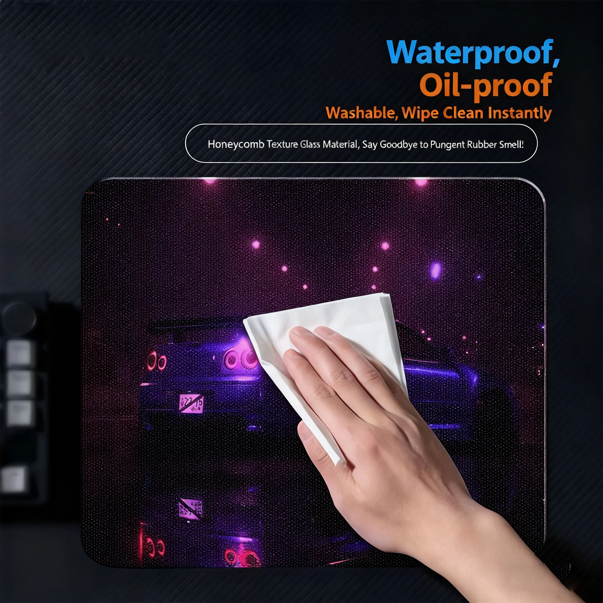 

Крутой игровой коврик для мыши со стеклом для гоночного автомобиля, гладкая матовая поверхность, настольный коврик, закаленное обновление, FPS, офисный игровой стеклянный коврик для мыши на заказ