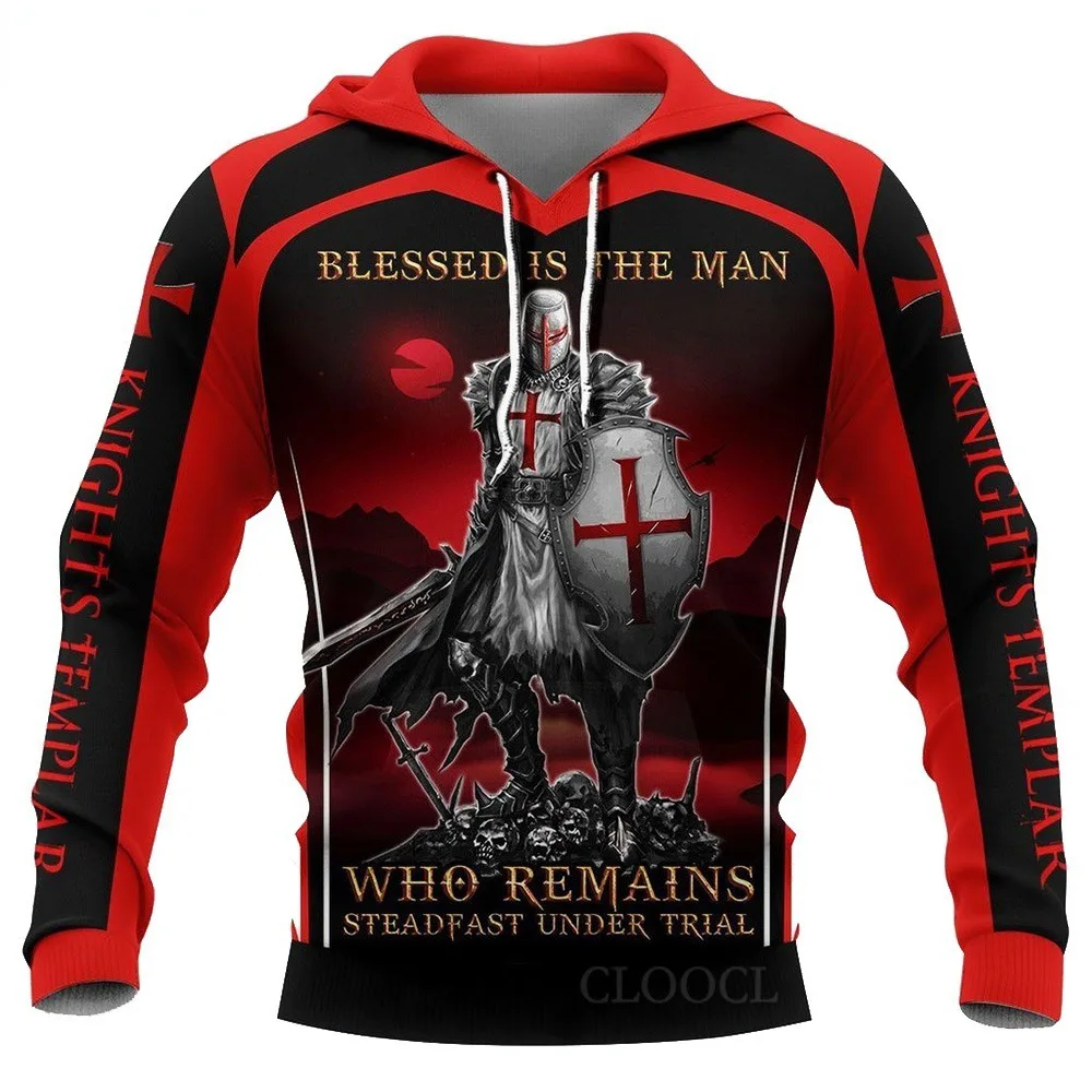 2025 Spring and Autumn Brand New Men's Hoodies Templar Knights Armor Jesus God Guard Knight 3D Printed Sweatshirts Men Women Str