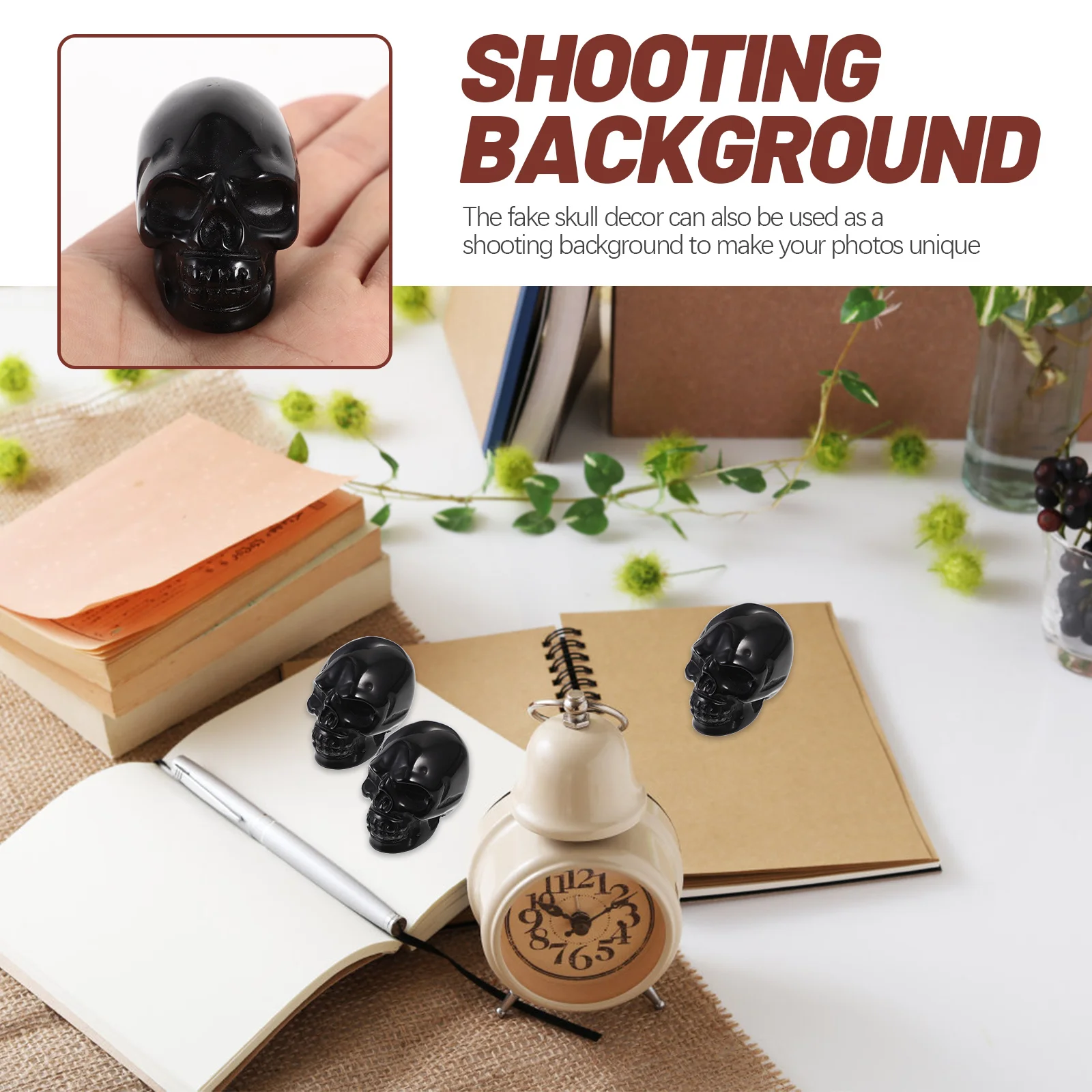 

Obsidian Skull Decor Small High Simulation Halloween Party Decor Haunted House Props Scary Photo Prop Scary Photo Props