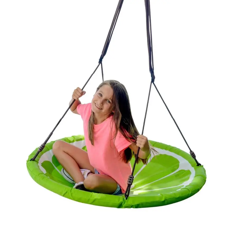 

Качели-диск Slice Giant 40 Round Colorful Saucer Tree Swing с мягким мягким наполнителем по краям, износостойкой быстросохнущей ткани, сборка без инструментов