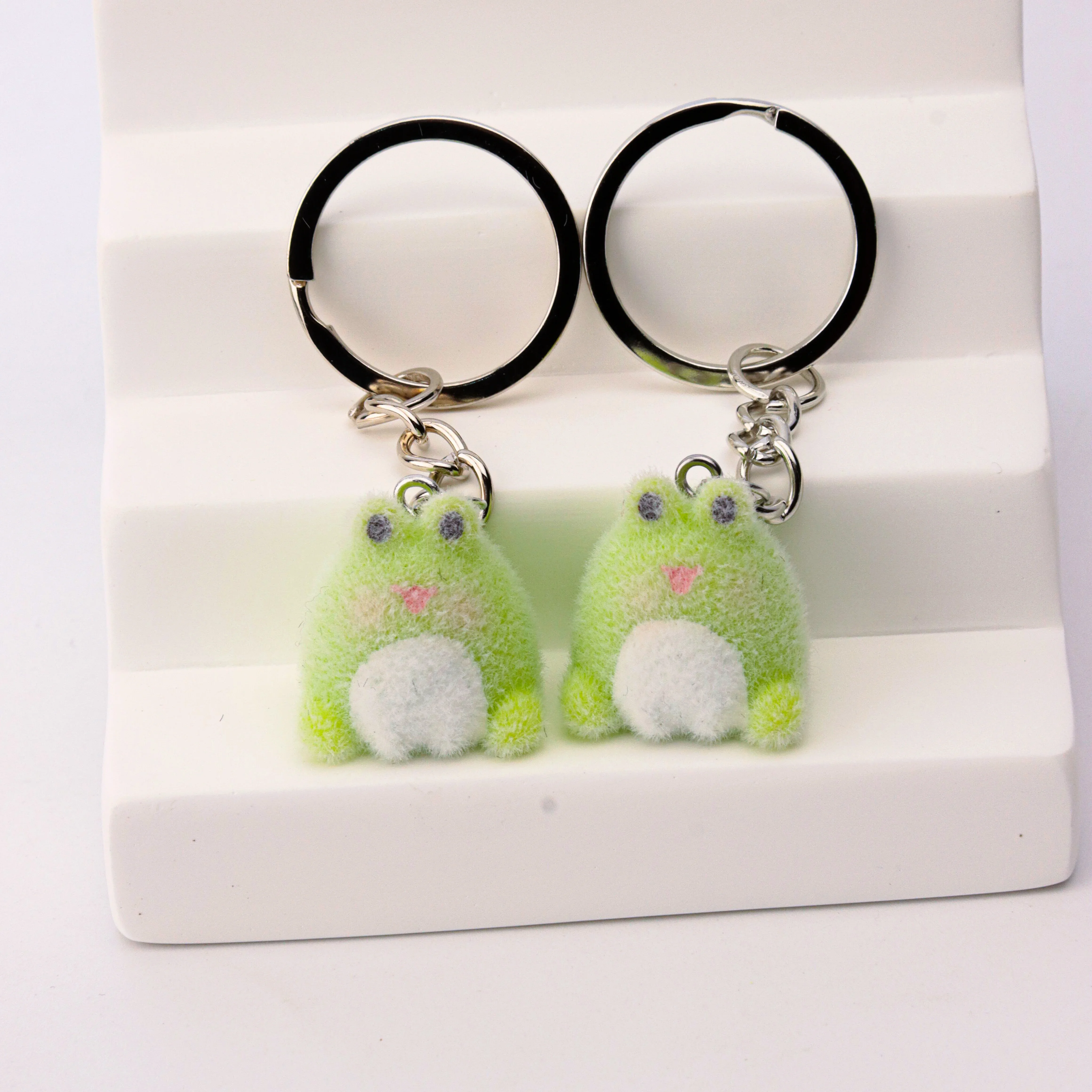 20 PCS 3D Flocking Cartoon Frog Charms Dolls Pendants  for Necklace Keychain Jewelry Making DIY Handmade Accessories Wholesale