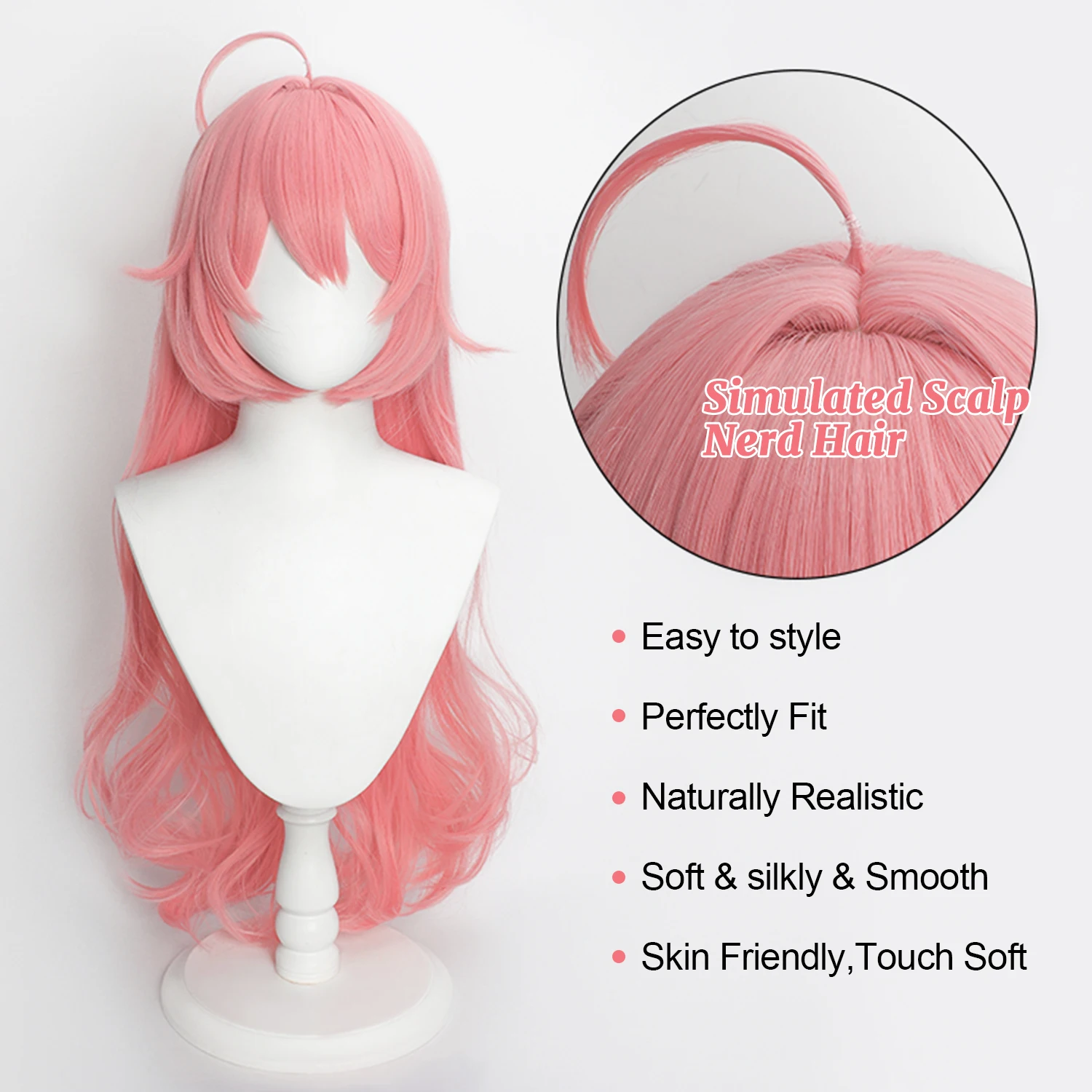 Arknights Goldenglow Cos Wig Flower House Tea Party Style Simulation Scalp Pink Long Curly Synthetic Heat Resistant Wig Cap