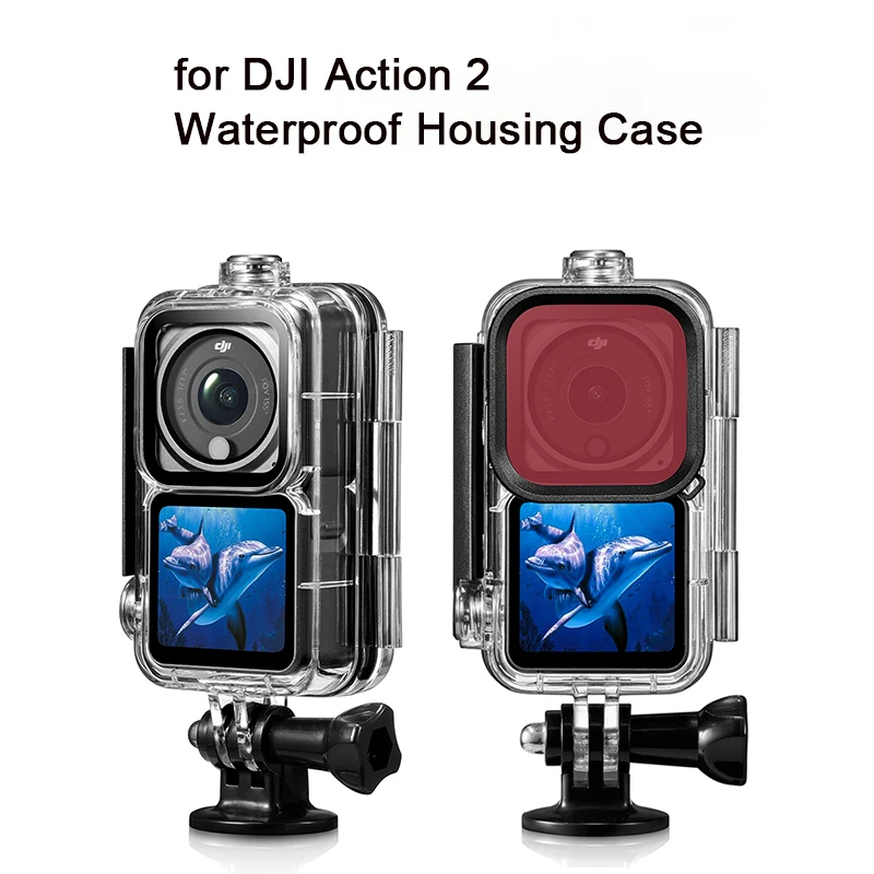 For DJI Osmo Action 2 Accessories Waterproof Case Diving Housing Mount Shell Protect Filters Red Pink For DJI Action2 Camera