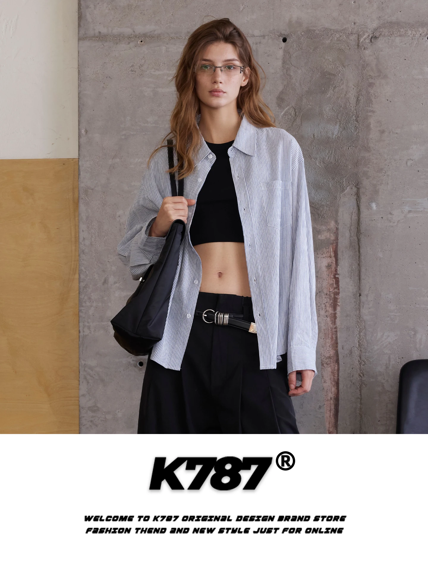 

Loose Casual American Sle Long Sve Striped irt ex Autumn Outerwear for Commuting And Daily Wear Cotton Polyester B...