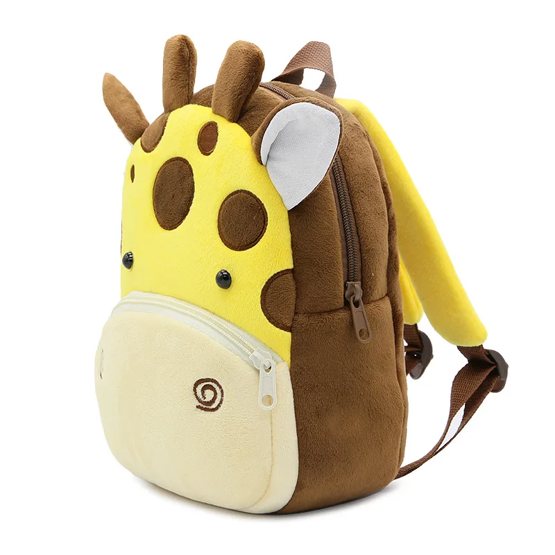 Personalised Animals Giraffe Kids Backpack Custom Name Plush Backpack Back to School for Children Boys Girls, 3-6 Years Old