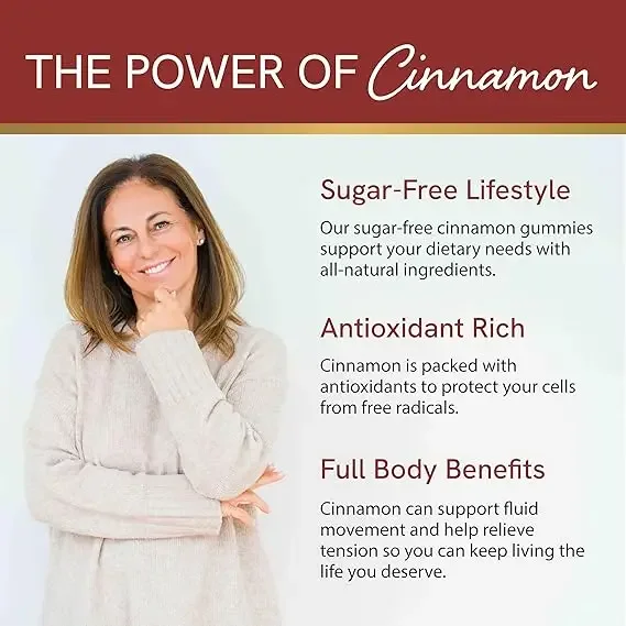 Sugar Free Cinnamon Gummies Containing Ceylon Cinnamon And Cassia Seed Complex || Pure, Non Gmo, Gluten Free || 60 Gummies