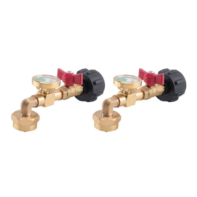 LLCS-2X Propane Refill Adapter With Valve And Gauge, Fill 1 Lb Bottles From 20 Lb Tank, 90-Degree Elbow Design, Easy To Use