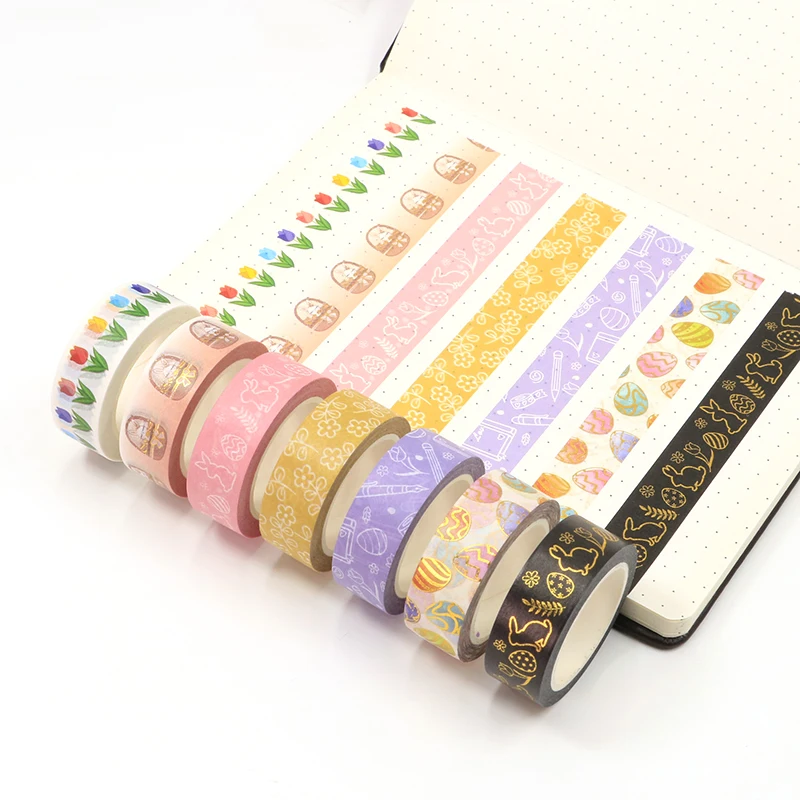 15mm*10m Vintage Easter egg Rabbit flowers Foil Masking Washi Tape Decorative Adhesive Tape Diy Scrapbooking Sticker Label