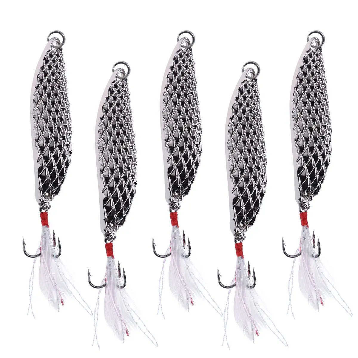

5 Pcs Fishing Fake Bait Spoons Accessories Hooks for Sequins Silver Saltwater