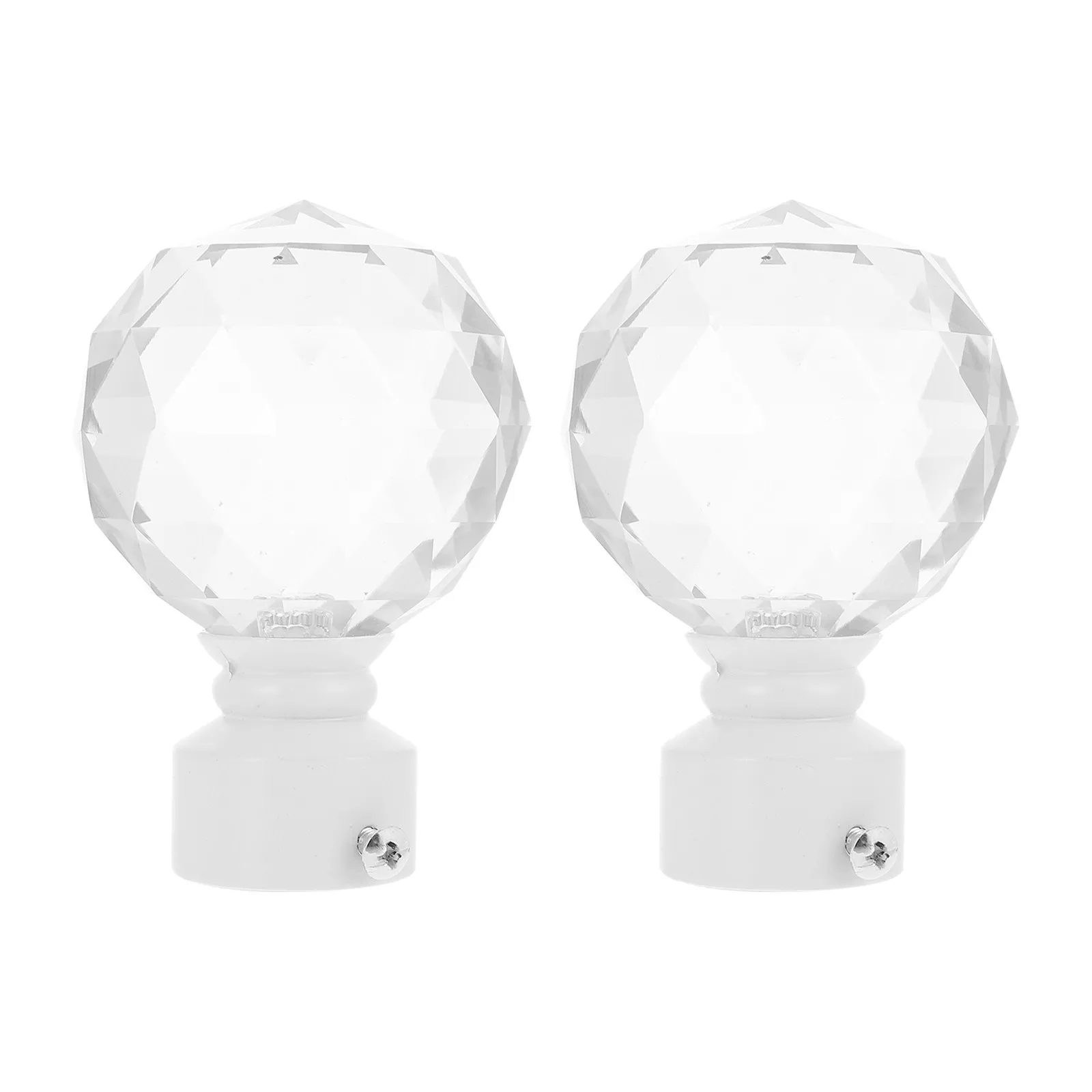 2Pcs Stylish Crystal Iron Curtain Rod End Caps Decorative Final Heads for Living Room Bedroom Dorm Window Decor
