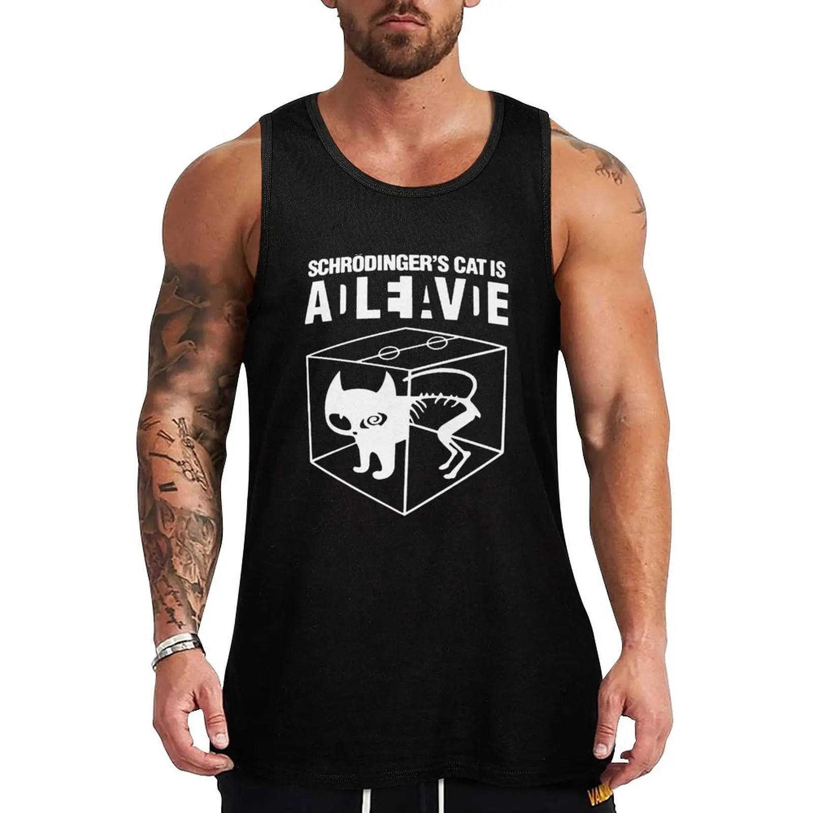 Chemise sans manches chat Schrodingers pour homme, haut Anime, fréquence vivante, précieux, été