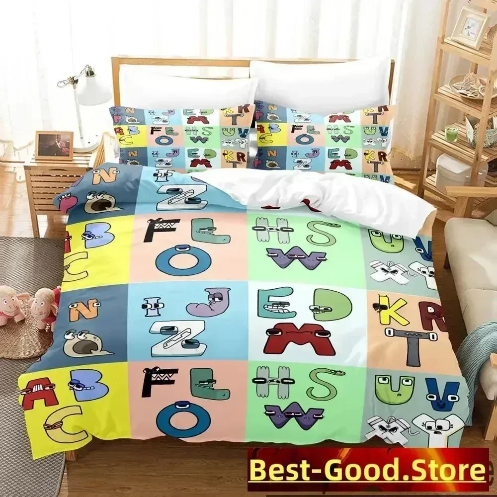 3D Cartoon Alphabet Lore A-Z Bedding Set Duvet Cover Sheet Printed Bed Set Pillowcase Bed Full Queen King Size Comforter Bedroom