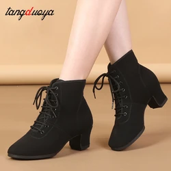 New Women Ballroom Latin Dance Shoes Jazz Modern Dance Shoes High Top Dancing Boots Black Sports Jazz Dancing Sneakers