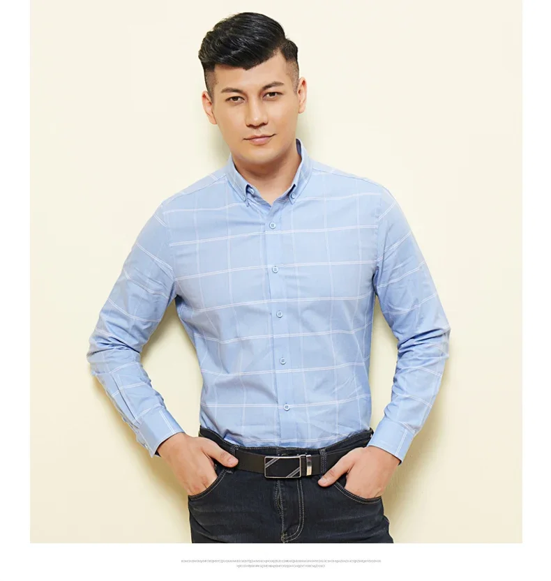 Hight quality plaid 100%cotton long-sleeve shirts for men thin slim fit formal shirt thin elegant office houndstooth clothes