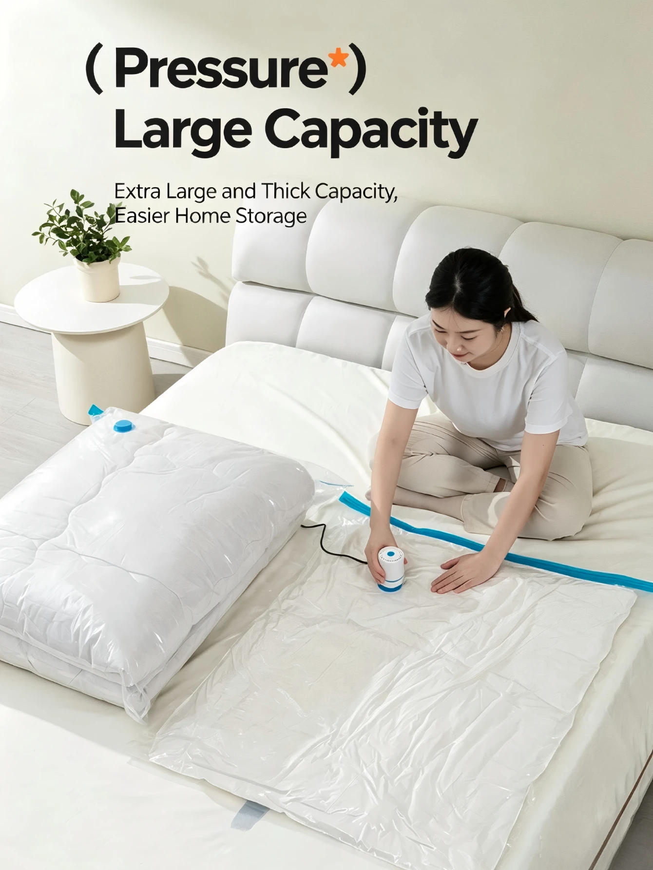 Compression Bag Vacuum - 8PCS Thickened Transparent Vacuum Storage Bags