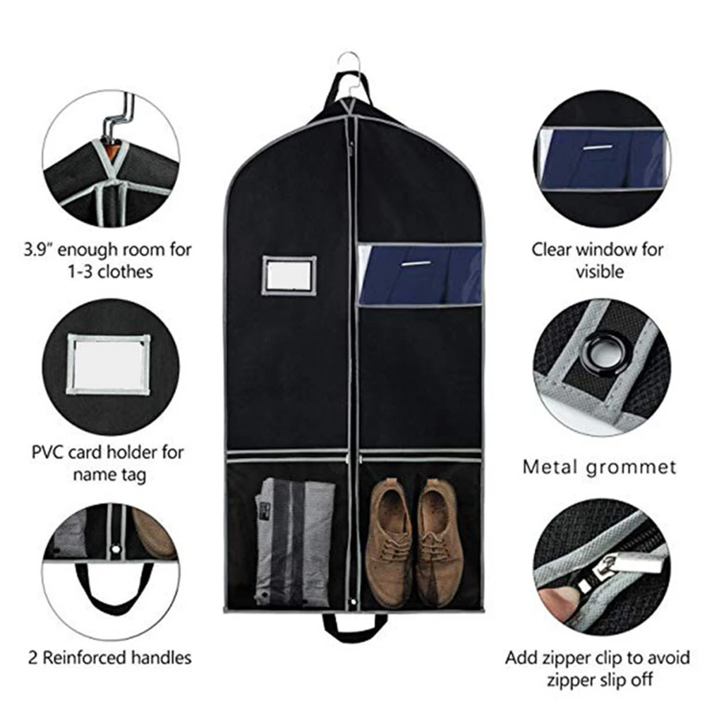 

1Pcs Nonwoven Suit Storage Bag Foldable Lightweight Portable 60x137x10cm Formal Dress Zip Travel Hanging Pouch