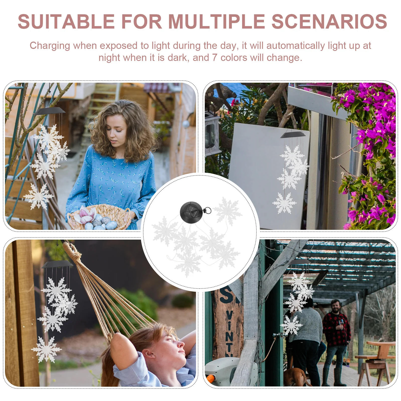 ضوء الرياح الشمسية المتغير Led الإضاءة الزخرفية في الهواء الطلق لساحة حديقة عيد الميلاد الديكور #5