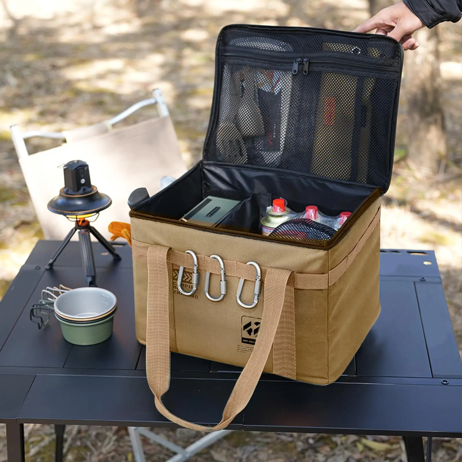 

Waterproof 42L Camping Storage Container, Foldable Gear Organizer Bag with Comfort Handles, Portable Storage Tote for Outdoor