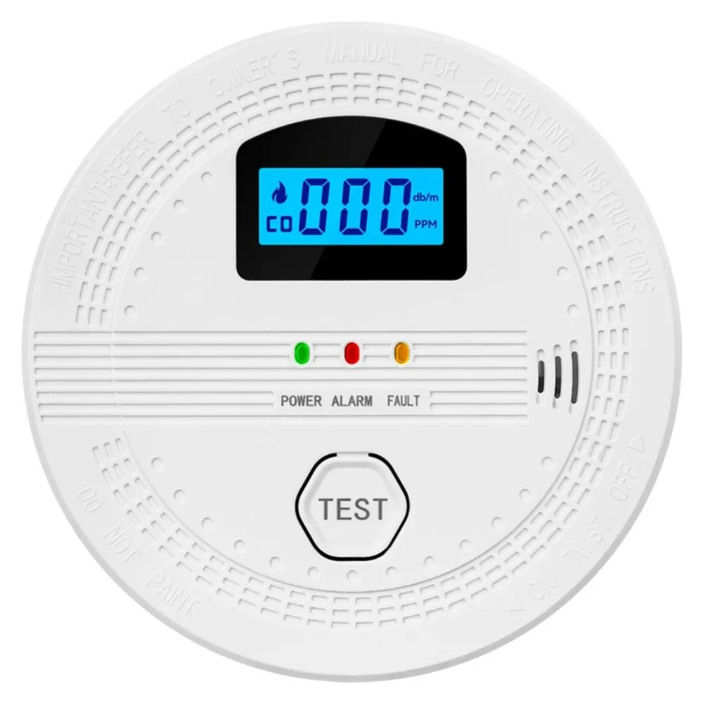 Wyświetlacz cyfrowy LCD 2 w 1 Czujnik dymu CO Wskaźnik LED Zasilany bateryjnie Monitor gazu CO Alarm Inteligentny bezprzewodowy czujnik CO